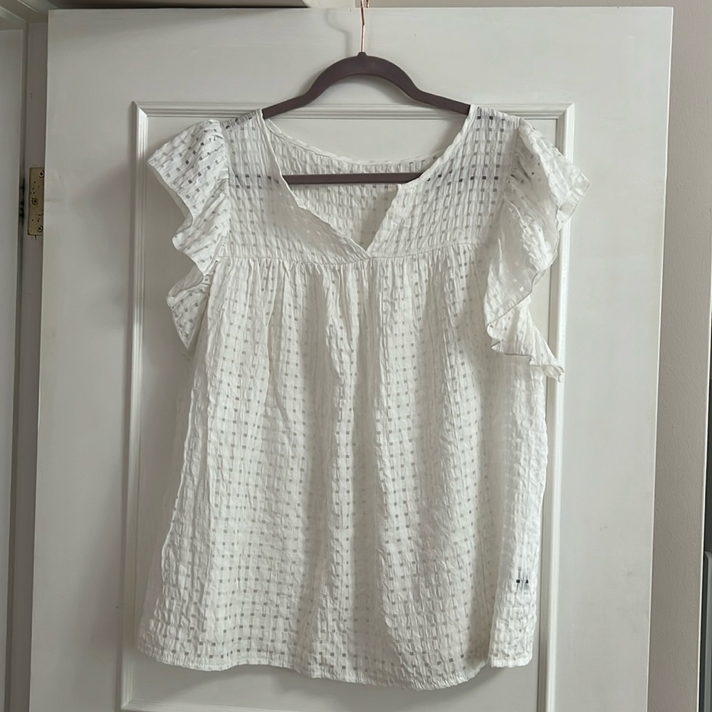 EUC SHEIN Curve Sheer Cut Out Lightweight Blouse